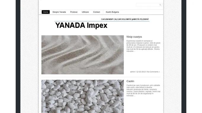 Yanada – importator de caolin, nisip cuartos, calcar, dolomita, bentonita, samota, feldspat